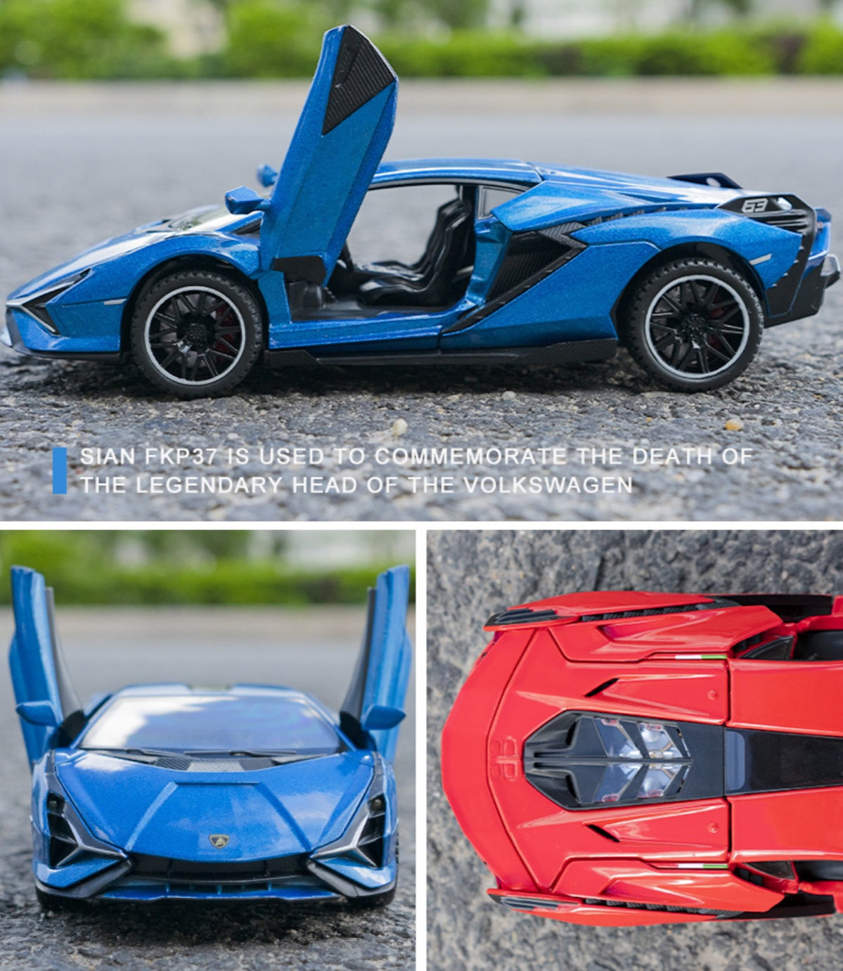 1:32 Lamborghini Sian FKP 37 Diecast Car Model (Black/Gold/Blue/Red)