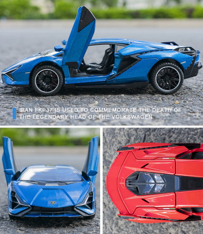 1:32 Lamborghini Sian FKP 37 Diecast Car Model (Black/Gold/Blue/Red)