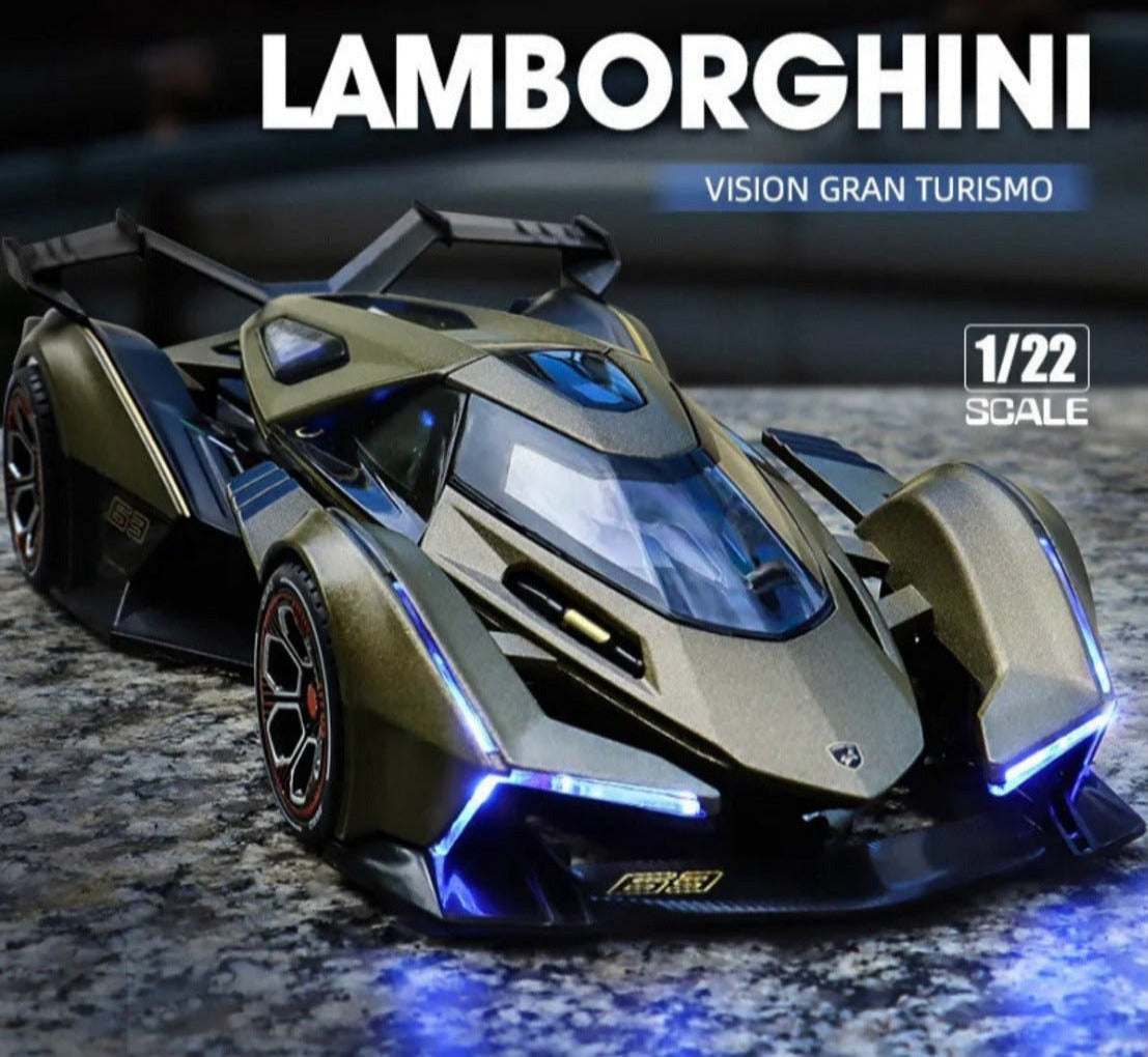 1:22 Lamborghini V12 Vision Gran Turismo Diecast Car Model (Gold/Blue/Black)