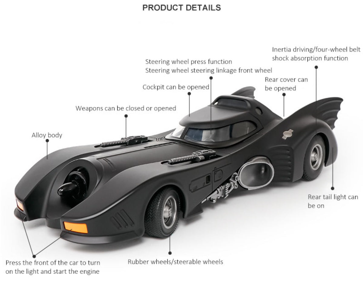 1:18 Batman Chariot 1989 Batmobile Diecast Car Model