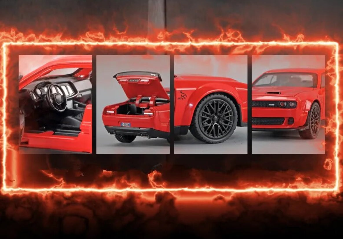 1:32 Dodge Challenger SRT Hellcat Diecast Car Model (Black/White/Red/Police)