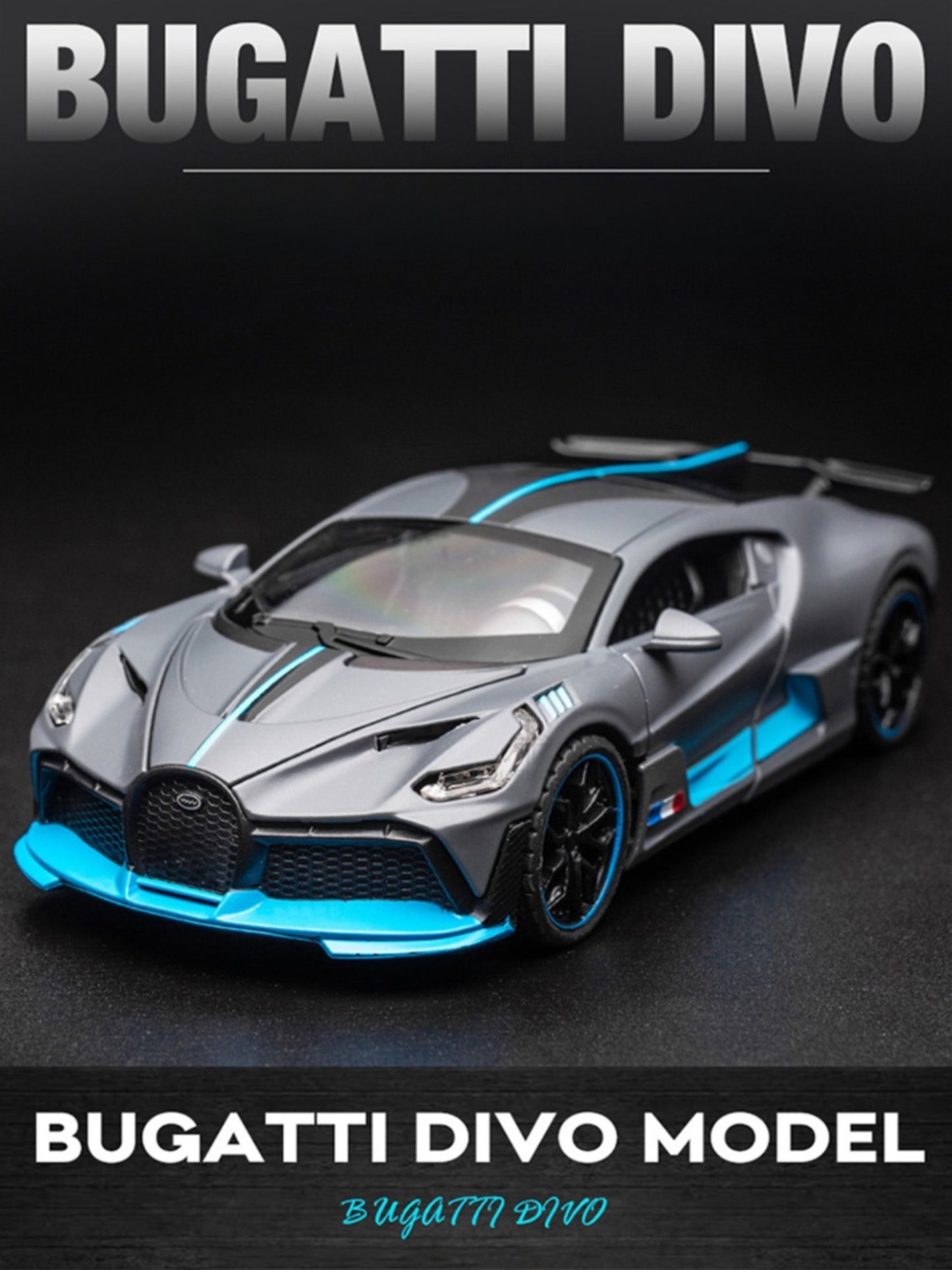 1:32 Bugatti Divo Diecast Car Model (Gray/Blue/Red)