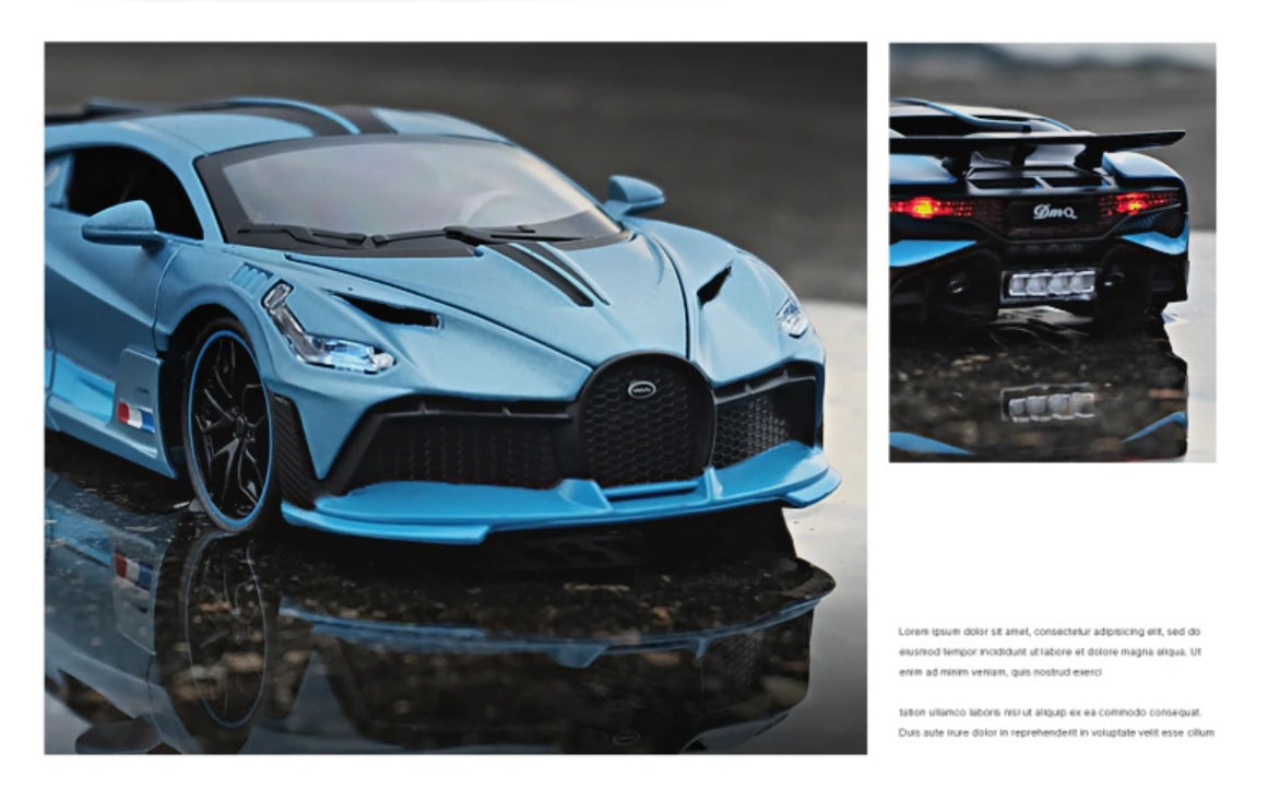 1:32 Bugatti Divo Diecast Car Model (Gray/Blue/Red)
